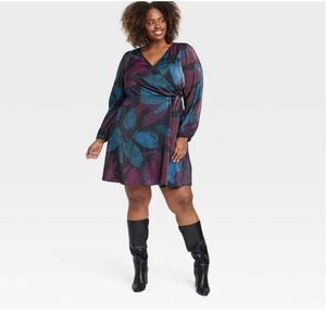 Ava & Viv shimmery large floral knee length dress size 2X